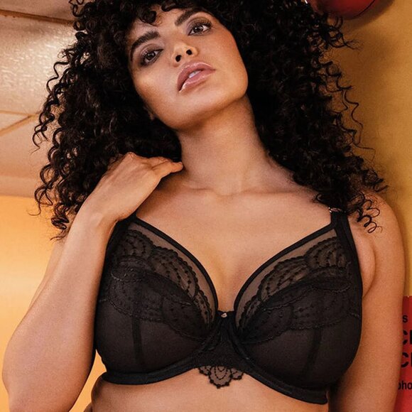 Women's Elomi Priya Plunge Bra Sexy Black Size 38J - Picture 4 of 11